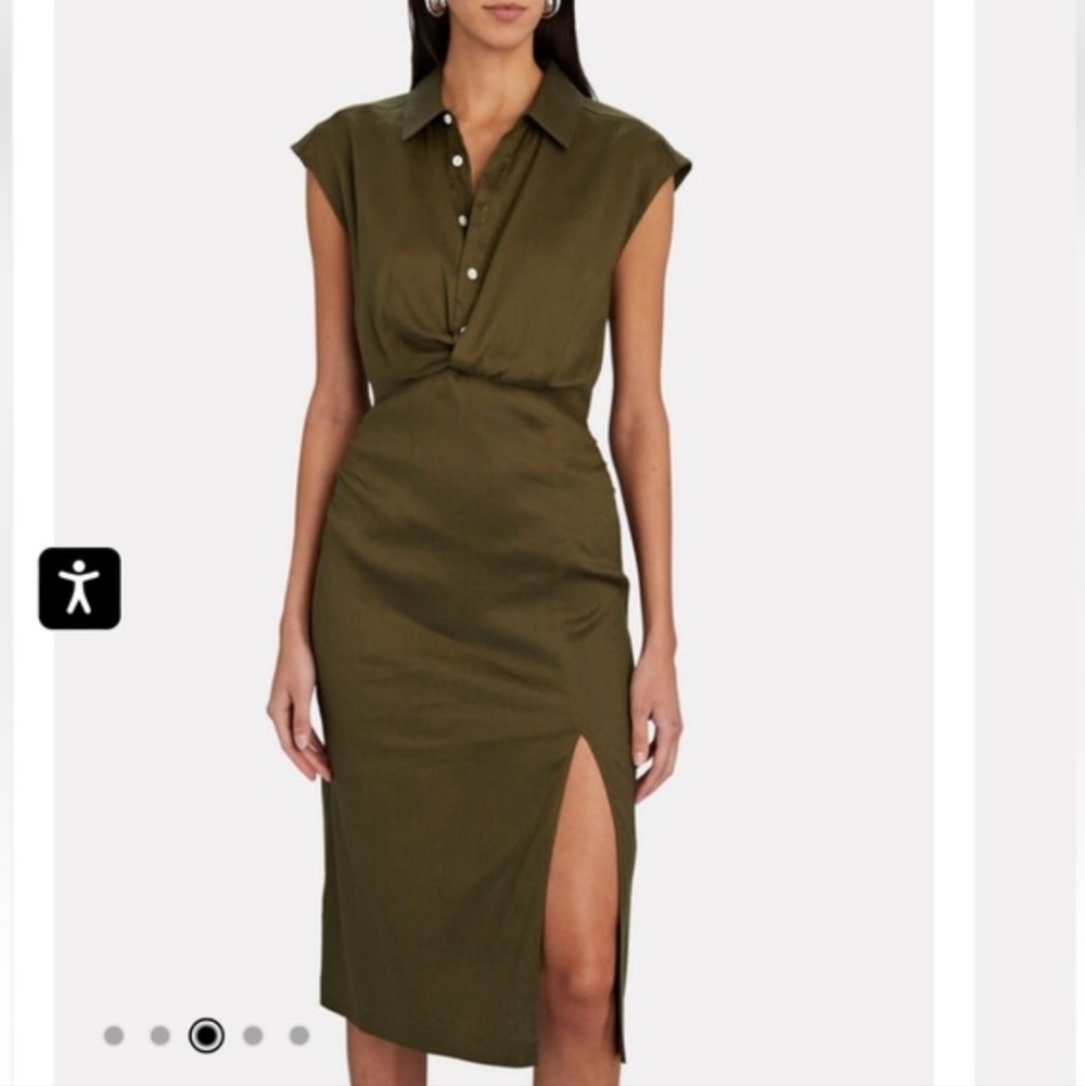 FRAME Sleeveless Twist-front Midi Dress